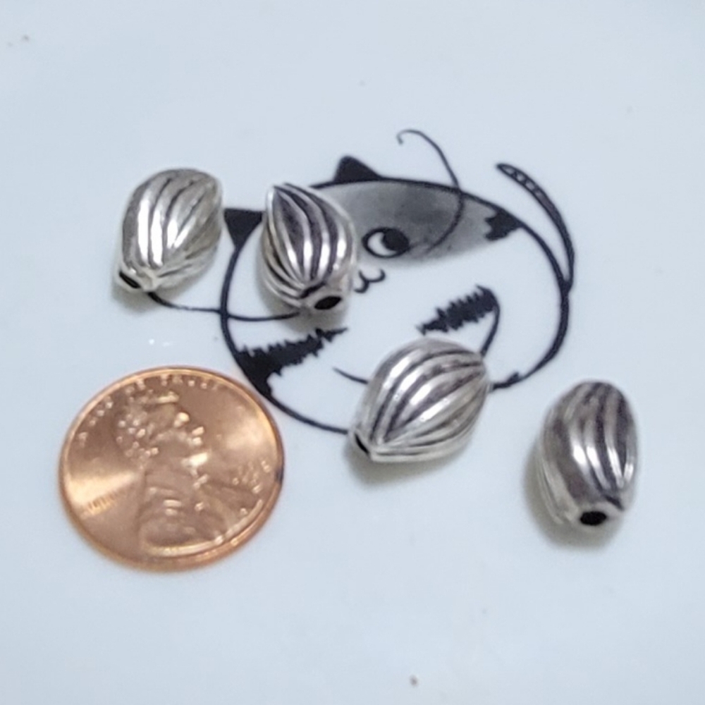 DESTASH Ridged Silver Beads